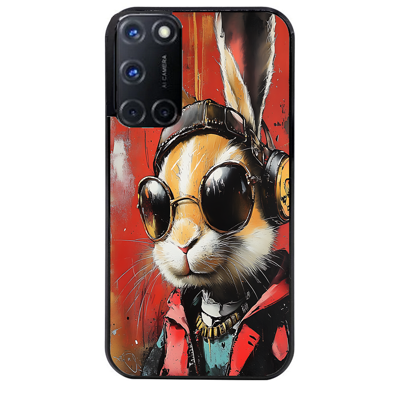 Coque noire taperso pour OPPO A72 4G avec motif lapin tag protection antichoc personnalisée