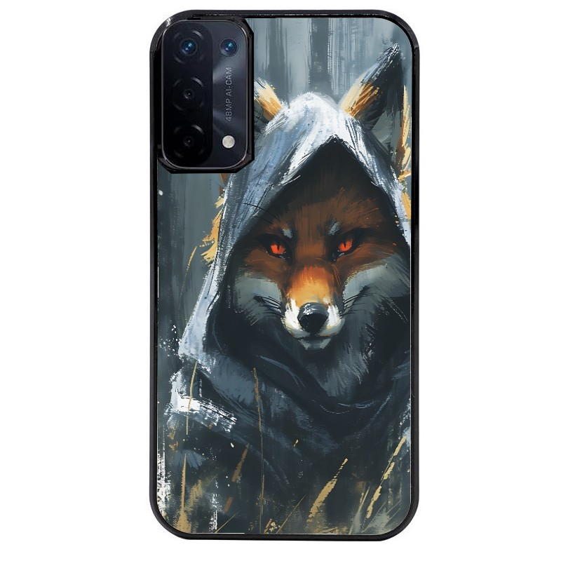 Coque noire taperso pour OPPO A54 et A74 5G avec motif renard fox des bois protection antichoc personnalisée