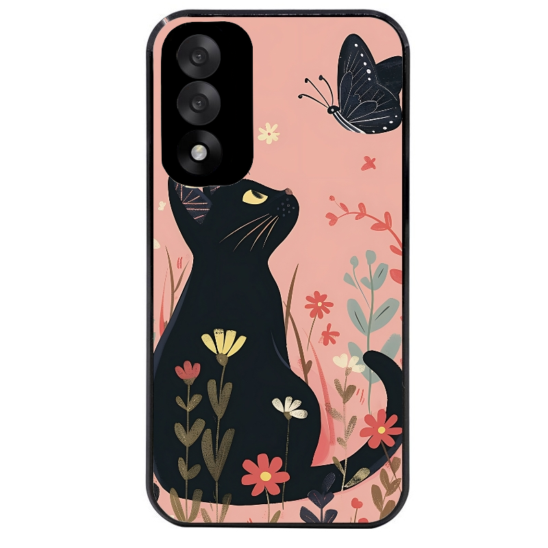Coque noire taperso pour OnePlus Nord 5 avec motif chat papillon 2 protection antichoc personnalisée