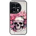 Coque noire taperso pour OnePlus 11 et 12 avec motif tete de mort floral protection antichoc personnalisée