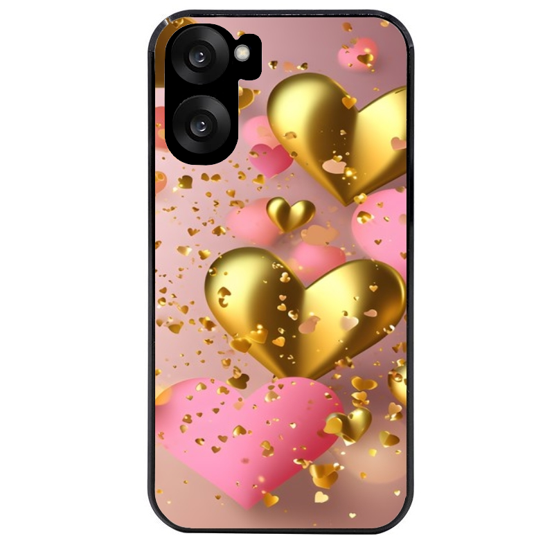 Coque noire taperso pour OnePlus Nord CE5 avec motif coeur rose protection antichoc personnalisée