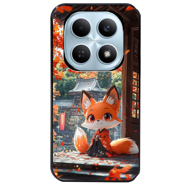Coque noire taperso pour POCO M8 5G et PRO 5G avec motif renard et fox anime protection antichoc personnalisée