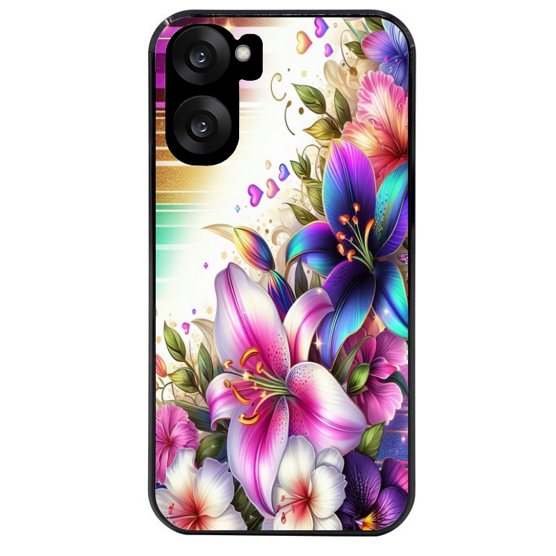 Coque noire taperso pour OnePlus Nord CE5 avec motif fleur fluo protection antichoc personnalisée