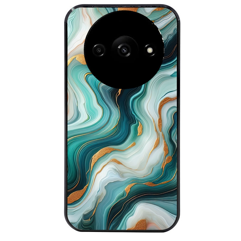Coque noire taperso pour Redmi A3 avec motif marbre vert protection antichoc personnalisée