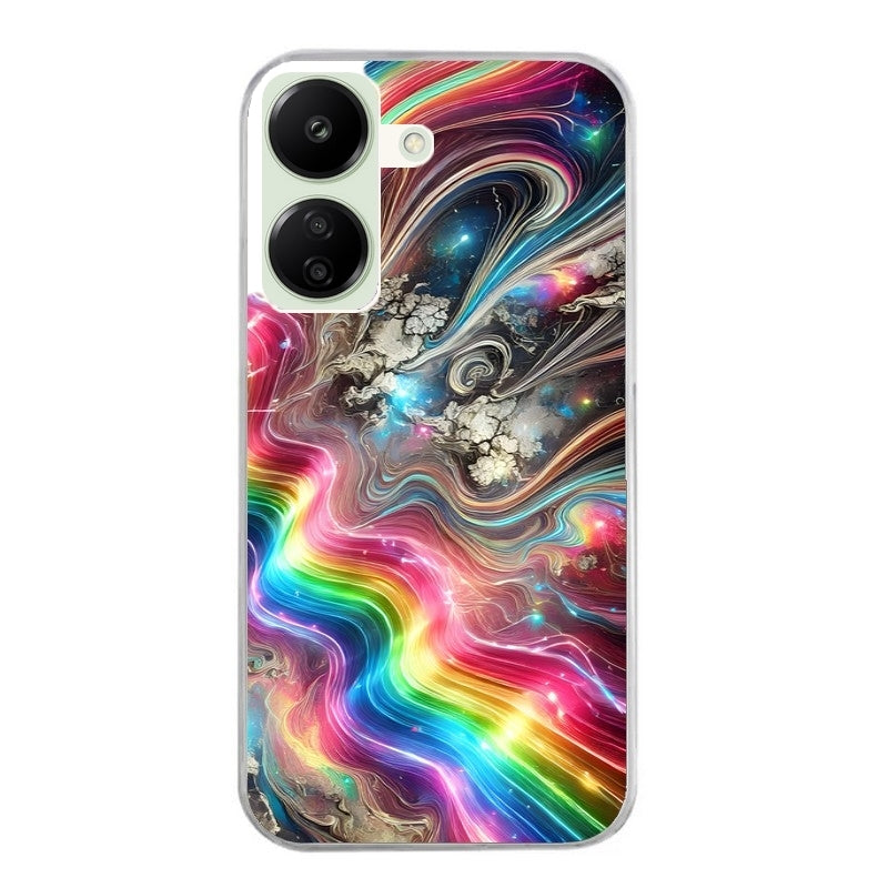 Coque taperso pour POCO C65 4G avec motif marbre arc en ciel protection antichoc personnalisée