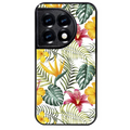 Coque noire taperso pour OnePlus 11 et 12 avec motif jungle et fleur hibiscus protection antichoc personnalisée