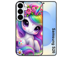Coque noire taperso pour galaxy S26 et PLUS ULTRA FE avec motif licorne et fleurs protection antichoc personnalisée