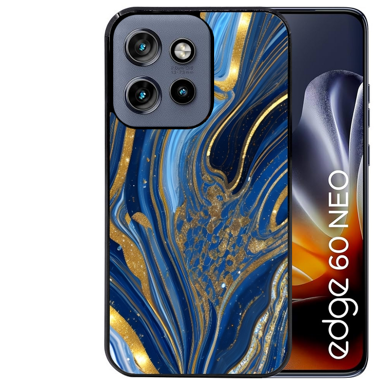 Coque noire taperso pour Moto Edge 60 et Neo Fusion Pro avec motif marbre bleu agathe protection antichoc personnalisée