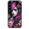 Coque noire taperso pour galaxy A06 A16 A26 A36 A56 avec motif anime et gothic boba protection antichoc personnalisée