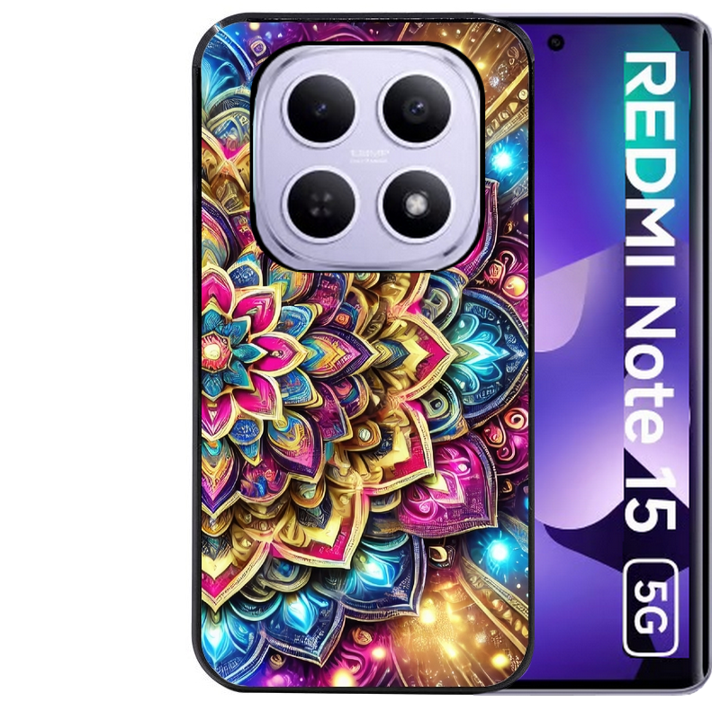 Coque noire taperso pour Redmi Note 15 et PRO PLUS 4G 5G avec motif mandala 2 protection antichoc personnalisée
