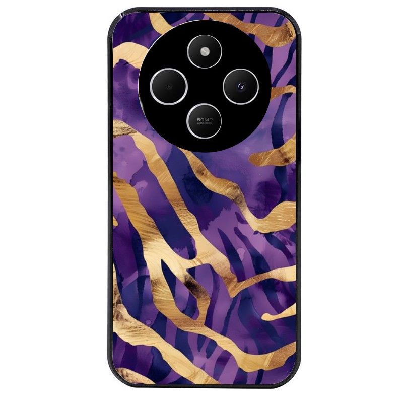 Coque noire taperso pour POCO C75 avec motif zebre violet protection antichoc personnalisée