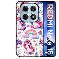 Coque noire taperso pour Redmi Note 15 et PRO PLUS 4G 5G avec motif licorne arc en ciel protection antichoc personnalisée