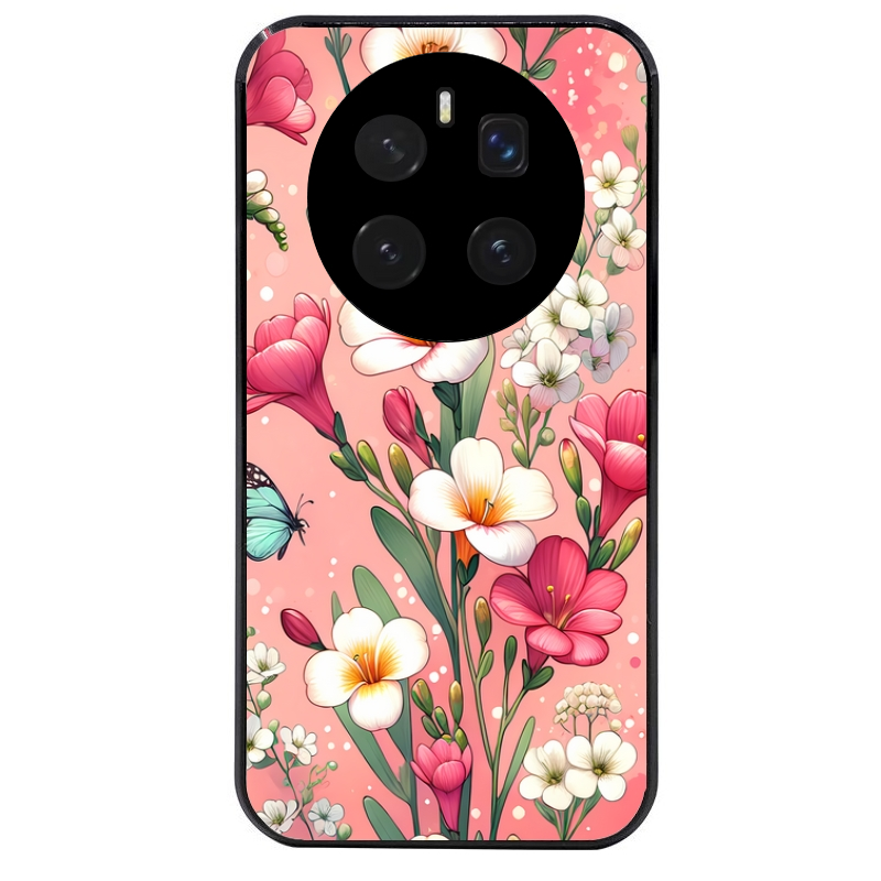 Coque noire taperso pour Magic 7 LITE et PRO avec motif fleur rose protection antichoc personnalisée