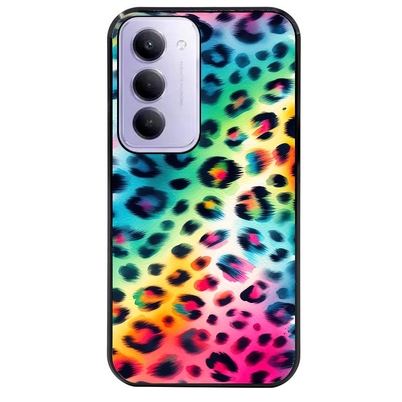 Coque noire taperso pour Redmi 15 4G et 5G avec motif leopard arc protection antichoc personnalisée