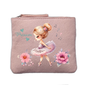 Porte monnaie personnalisé motif danseuse ballerine rose clair en feutrine en feutrine