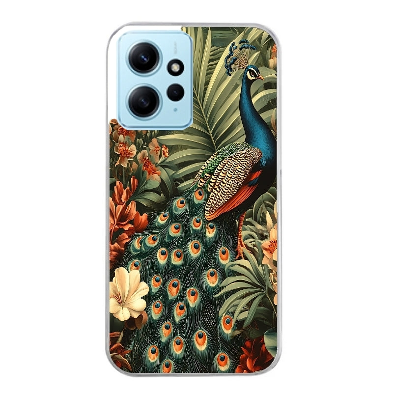 Coque taperso pour Redmi Note 12 4G 5G PRO 4G avec motif paon tropical protection antichoc personnalisée