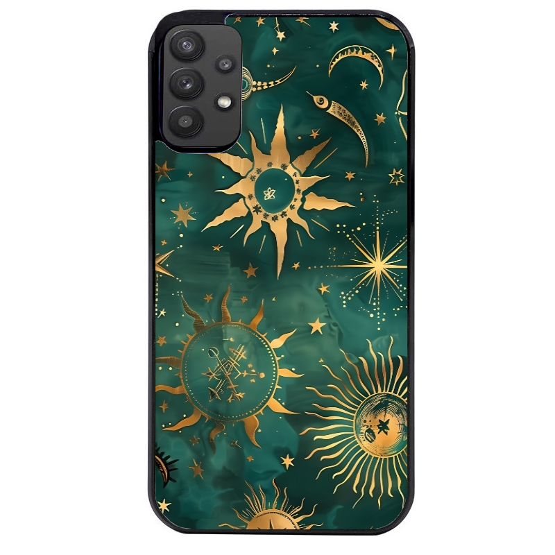 Coque noire taperso pour galaxy A22 A32 A52 A52S 4G 5G  avec motif lune et astro protection antichoc personnalisée