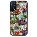 Coque noire taperso pour OPPO A16 et A16S avec motif tag et graffiti protection antichoc personnalisée