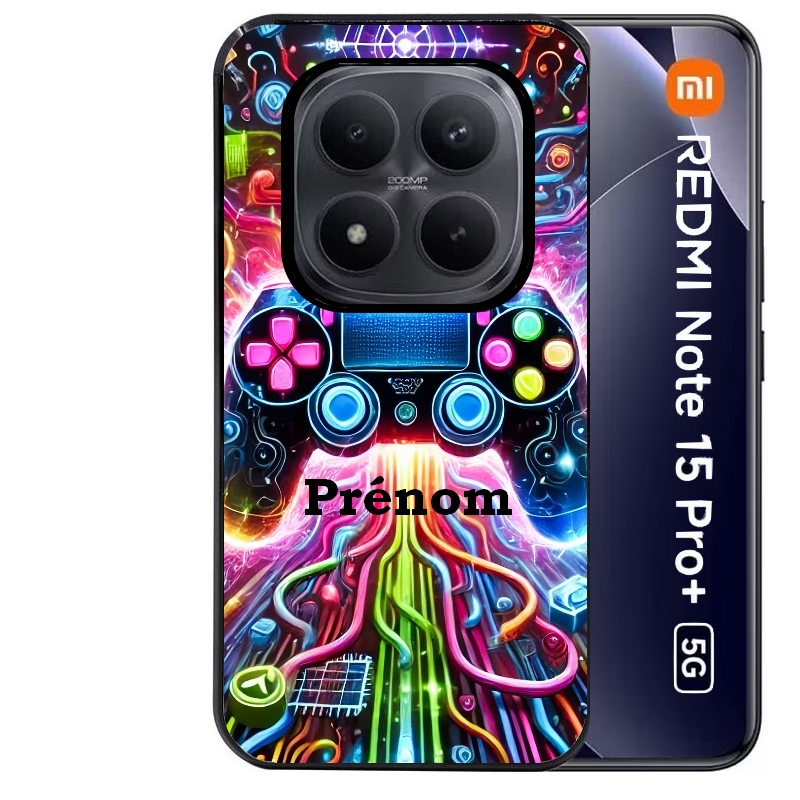 Coque noire taperso pour Redmi Note 15 et PRO PLUS 4G 5G avec motif gamer electro personnalisee protection antichoc personnalisée