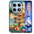 Coque noire taperso pour Redmi Note 15 et PRO PLUS 4G 5G avec motif tropical vacances protection antichoc personnalisée