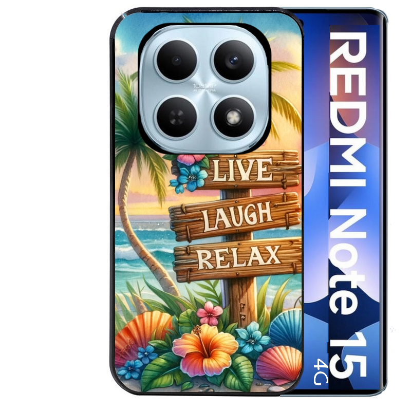 Coque noire taperso pour Redmi Note 15 et PRO PLUS 4G 5G avec motif tropical vacances protection antichoc personnalisée