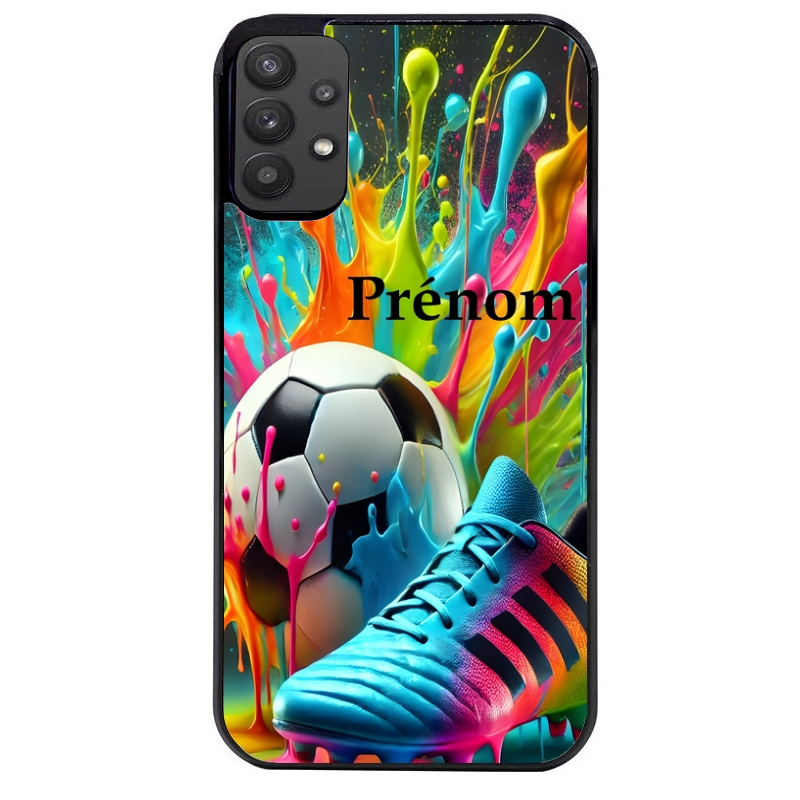 Coque noire taperso pour galaxy A22 A32 A52 A52S 4G 5G  avec motif foot color personnalisee protection antichoc personnalisée