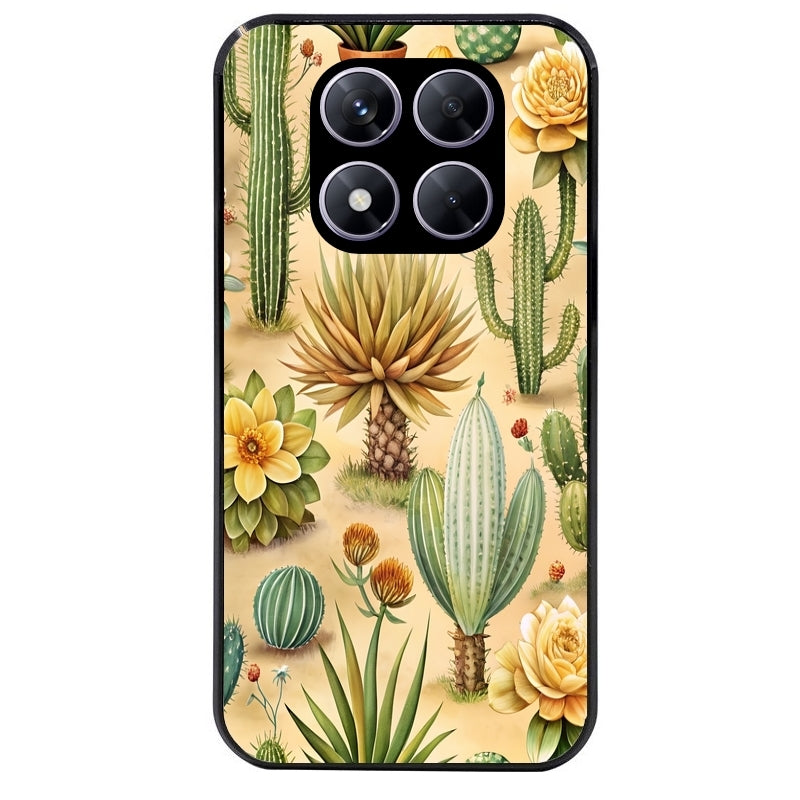 Coque noire taperso pour Redmi Note 14 et PRO PLUS 4G 5G avec motif cactus et succulent protection antichoc personnalisée