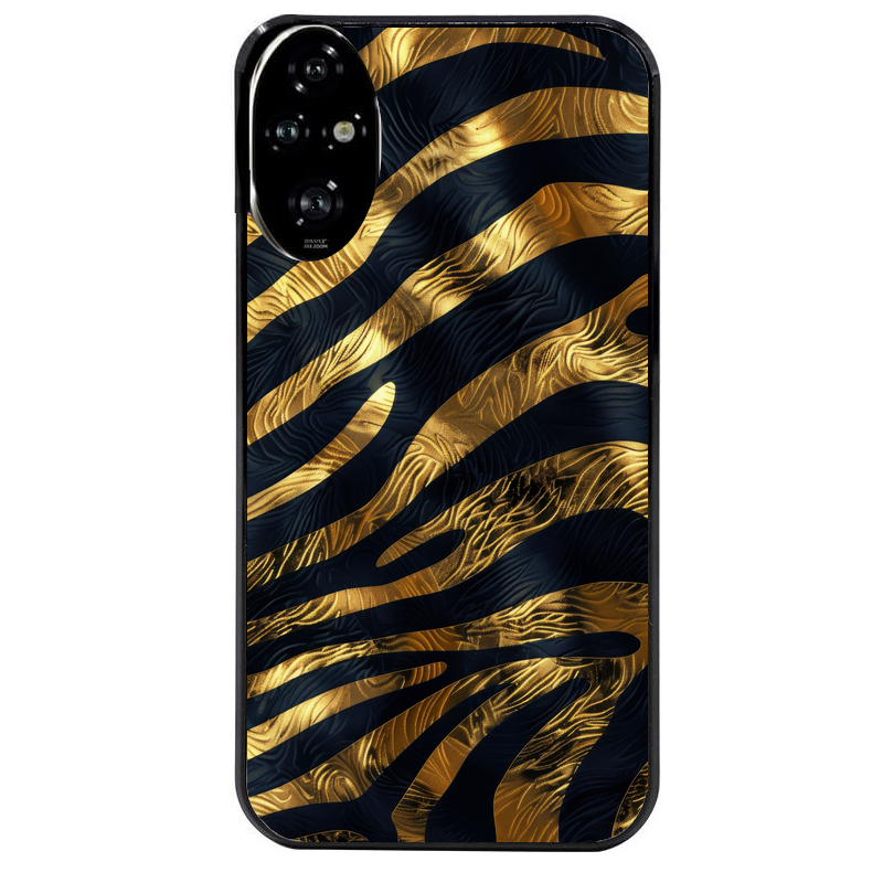 Coque noire taperso pour Honor 200 et Lite Pro Smart avec motif zebre gold protection antichoc personnalisée