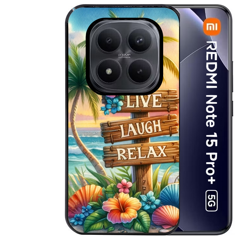 Coque noire taperso pour Redmi Note 15 et PRO PLUS 4G 5G avec motif tropical vacances protection antichoc personnalisée
