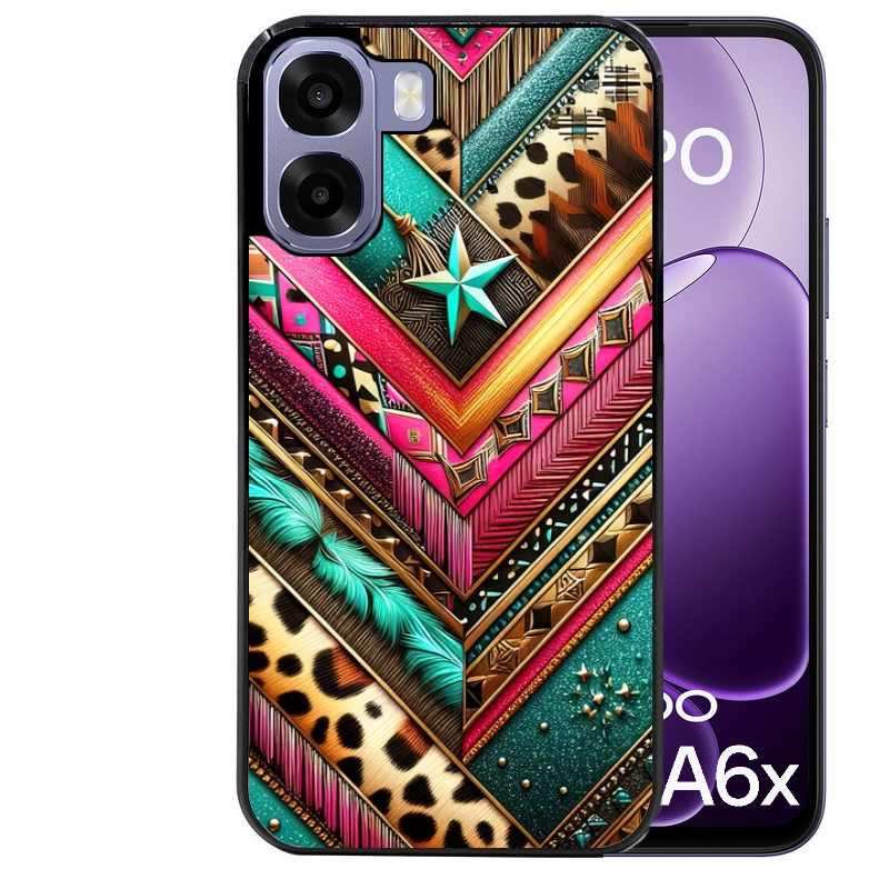 Coque noire taperso pour OPPO A6 A6X 4G et 5G avec motif chevron texas protection antichoc personnalisée