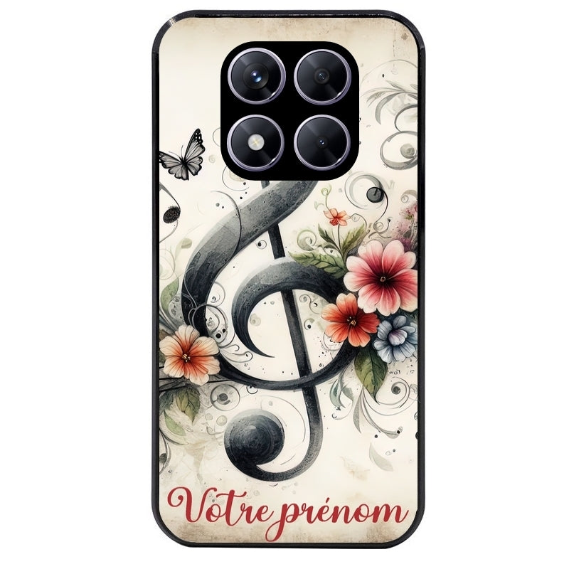 Coque noire taperso pour Redmi Note 14 et PRO PLUS 4G 5G avec motif musique cle sol personnalisee protection antichoc personnalisée