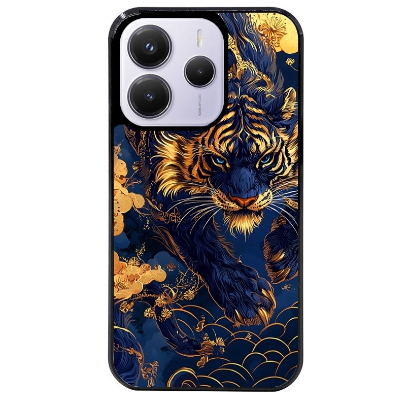Coque noire taperso pour Redmi Note 14 et PRO PLUS 4G 5G avec motif tigre et fleur protection antichoc personnalisée