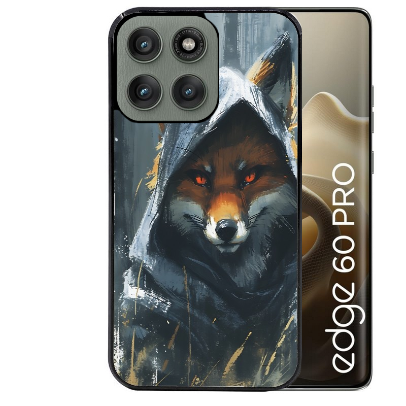 Coque noire taperso pour Moto Edge 60 et Neo Fusion Pro avec motif renard fox des bois protection antichoc personnalisée