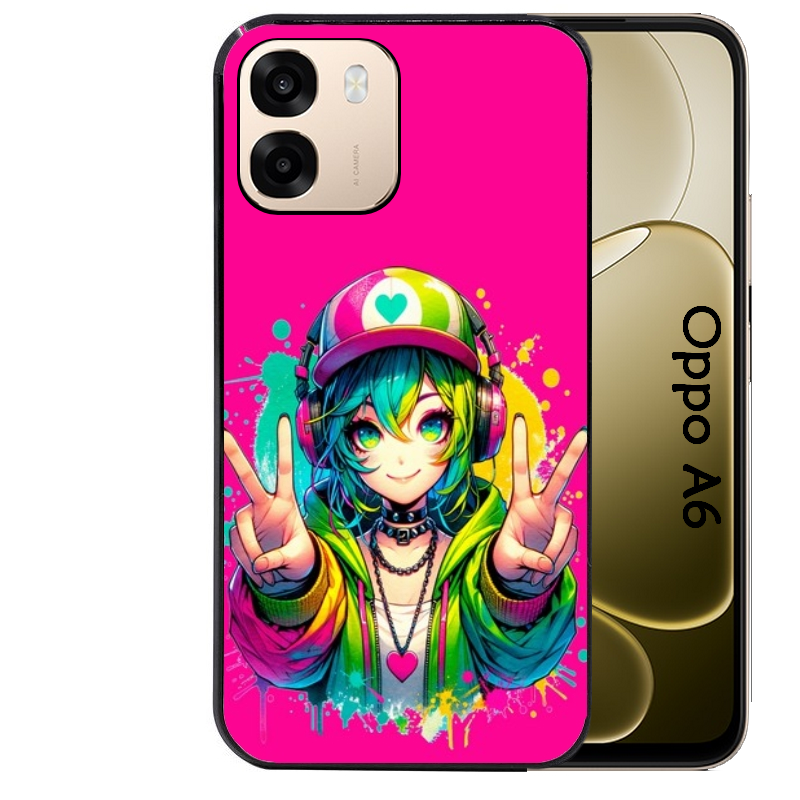 Coque noire taperso pour OPPO A6 A6X 4G et 5G avec motif anime manga et tag protection antichoc personnalisée
