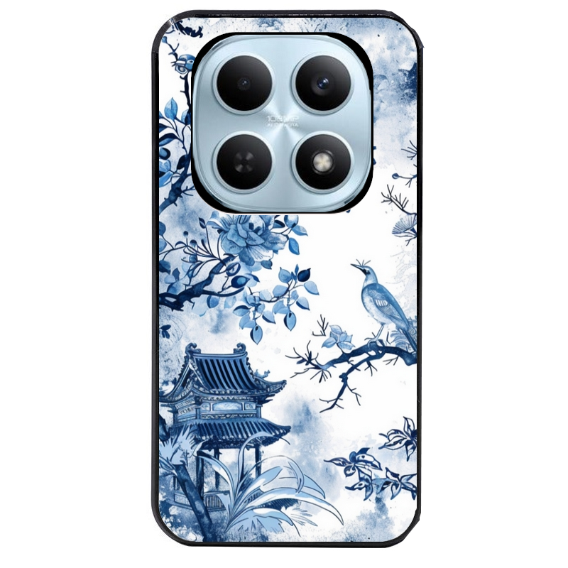 Coque noire taperso pour POCO M8 5G et PRO 5G avec motif japan art protection antichoc personnalisée
