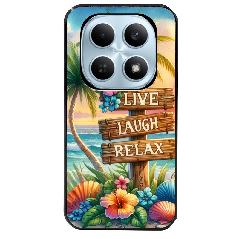 Coque noire taperso pour POCO M8 5G et PRO 5G avec motif tropical vacances protection antichoc personnalisée