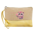 Pochette chouette et coeur en jute et doré en jute et doré
