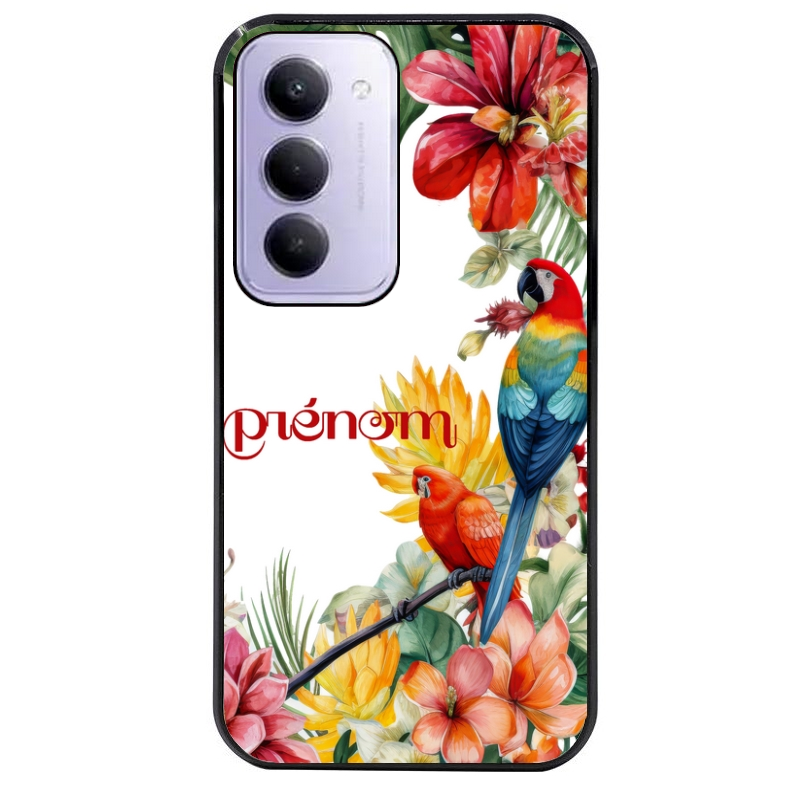 Coque noire taperso pour Redmi 15 4G et 5G avec motif perroquet personnalisee protection antichoc personnalisée