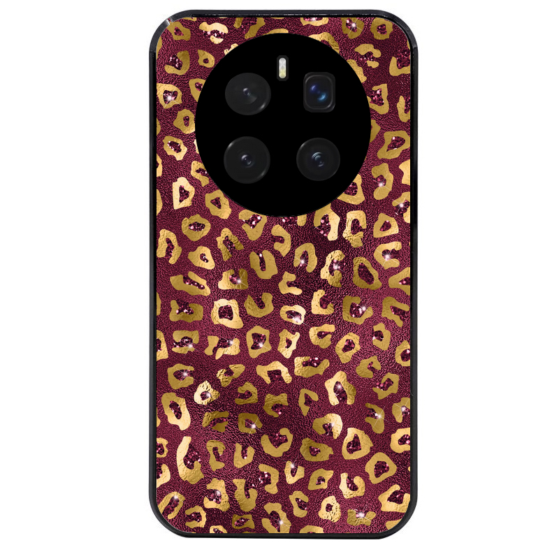 Coque noire taperso pour Magic 7 LITE et PRO avec motif leopard grenat protection antichoc personnalisée