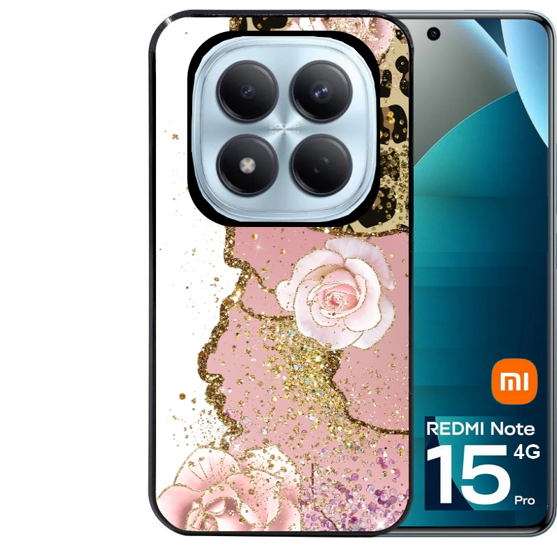 Coque noire taperso pour Redmi Note 15 et PRO PLUS 4G 5G avec motif marbre fleur leopard protection antichoc personnalisée