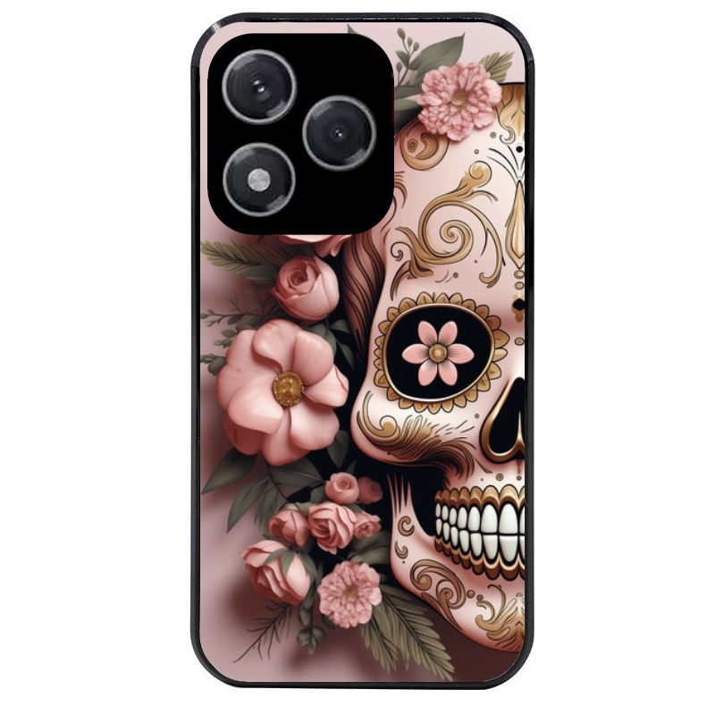 Coque noire taperso pour Honor 400 et Lite Pro Smart avec motif tete de mort calavera rose protection antichoc personnalisée