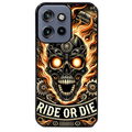 Coque noire taperso pour Moto Edge 60 et Neo Fusion Pro avec motif tete de mort flamme protection antichoc personnalisée