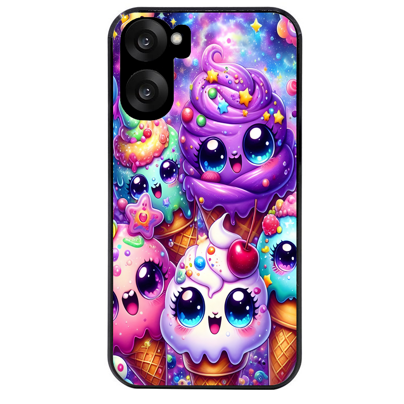 Coque noire taperso pour OnePlus Nord CE5 avec motif anime ice cream kawaii protection antichoc personnalisée
