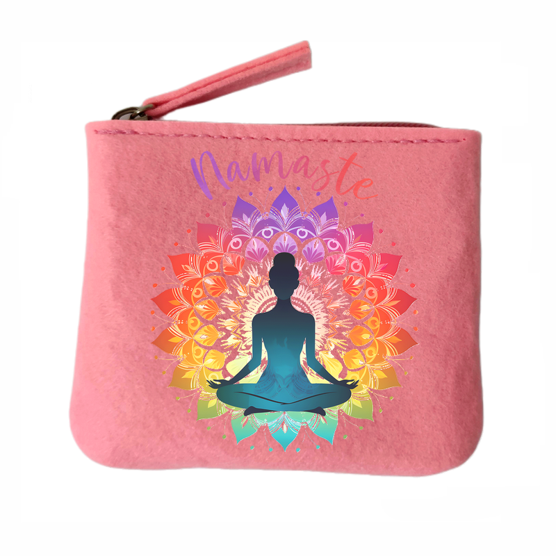 Porte monnaie namaste et bouddha en feutrine en feutrine