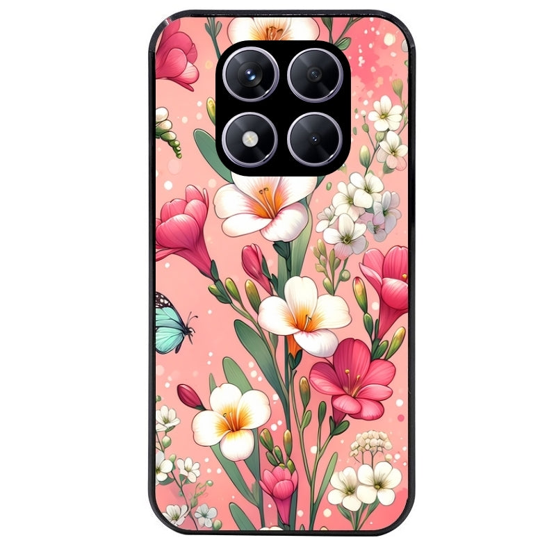Coque noire taperso pour Redmi Note 14 et PRO PLUS 4G 5G avec motif fleur rose protection antichoc personnalisée