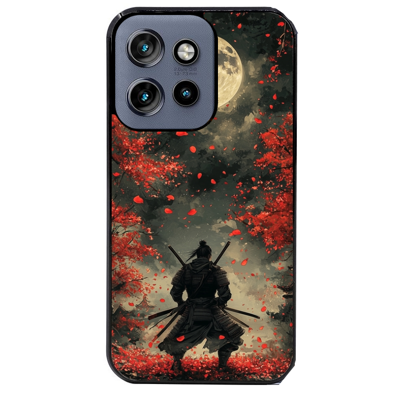 Coque noire taperso pour Moto Edge 60 et Neo Fusion Pro avec motif samourai et katana protection antichoc personnalisée