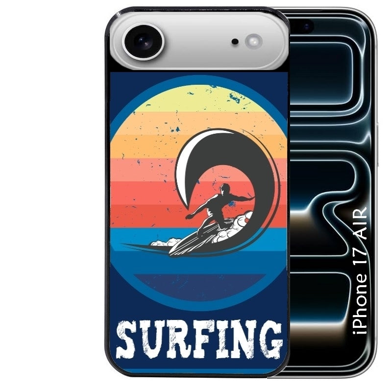 Coque noire taperso pour Iphone 17 17E AIR MAX PRO avec motif hawaii et surf protection antichoc personnalisée