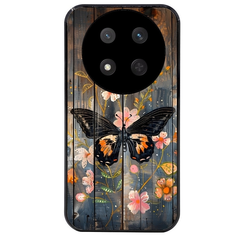 Coque noire taperso pour Magic 7 LITE et PRO avec motif bois et papillon 2 protection antichoc personnalisée