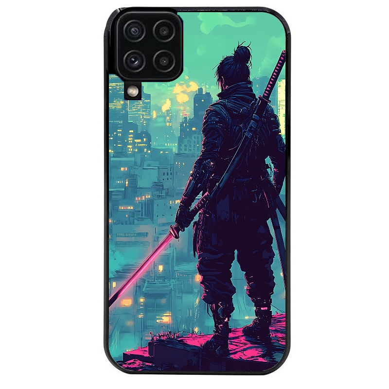 Coque noire taperso pour galaxy A22 A32 A52 A52S 4G 5G  avec motif samourai new york protection antichoc personnalisée