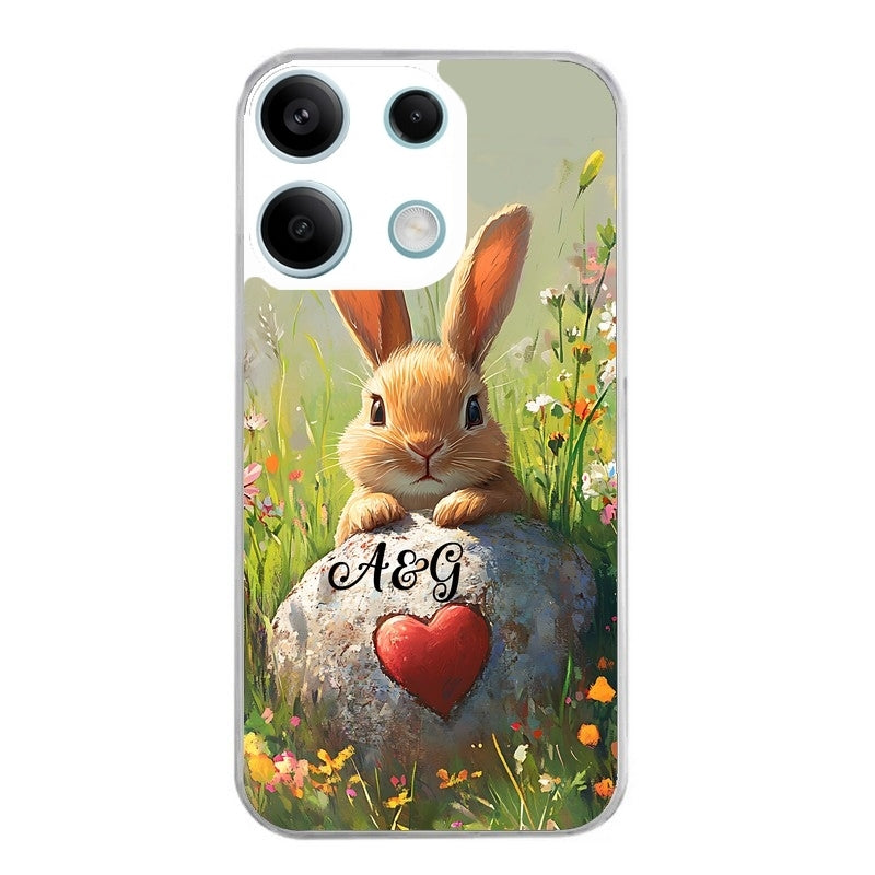 Coque taperso pour POCO X6 5G avec motif lapin et fleurs personnalisee protection antichoc personnalisée
